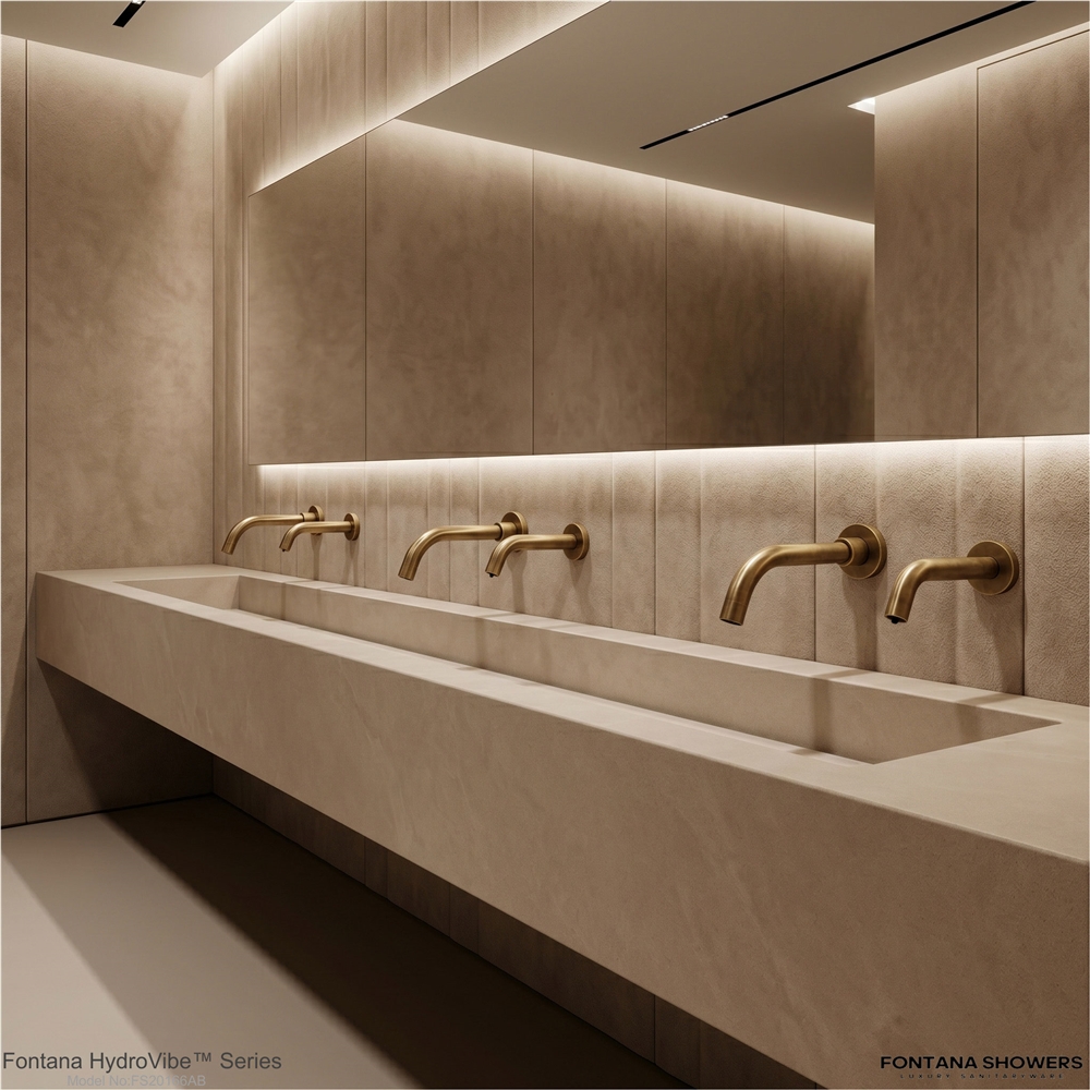 HydroVibe Series matte white faucet for hospitality restroom design